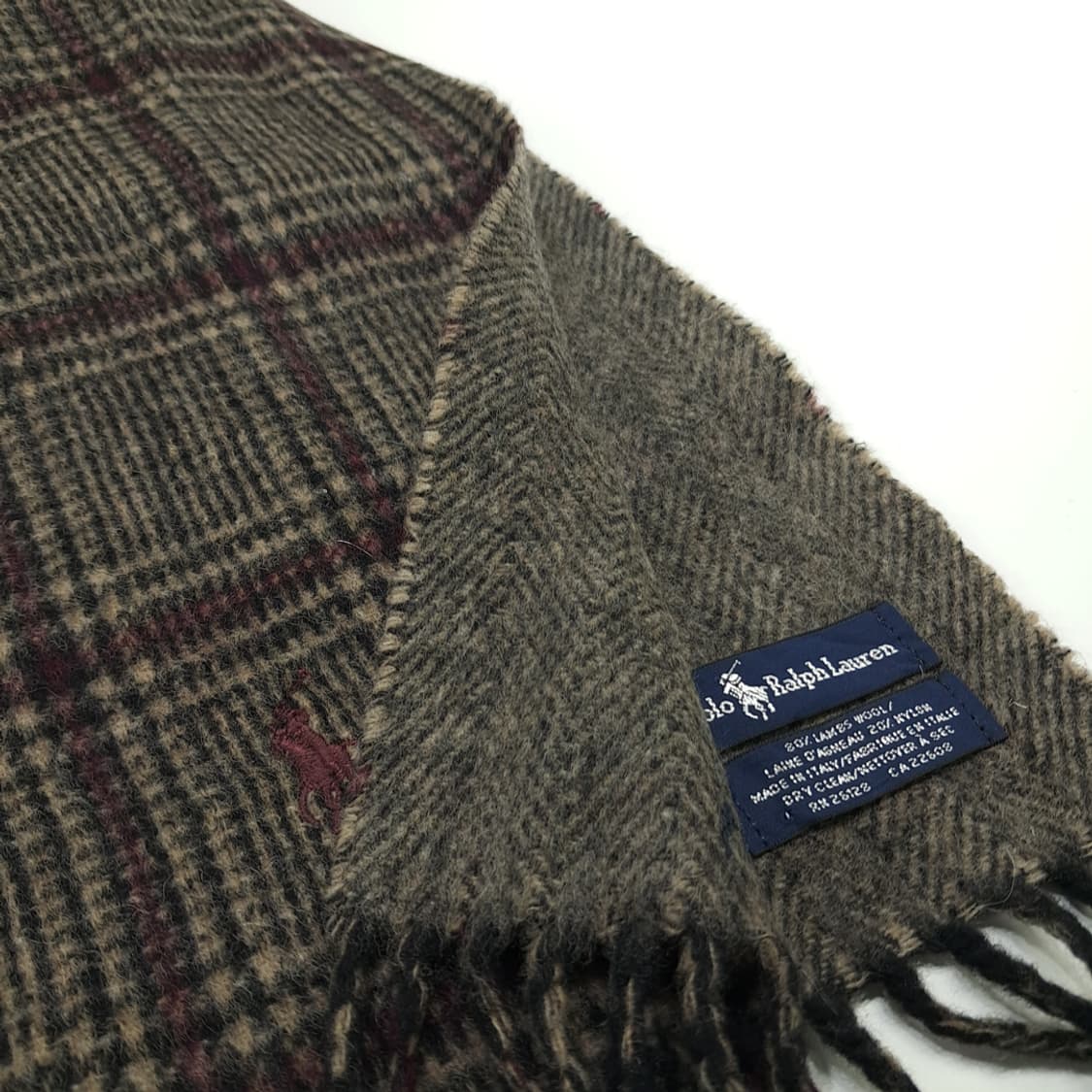 MX187 폴로 랄프로렌 체크 헤링본 램스울 양면 목도리 머플러 상품이미지5