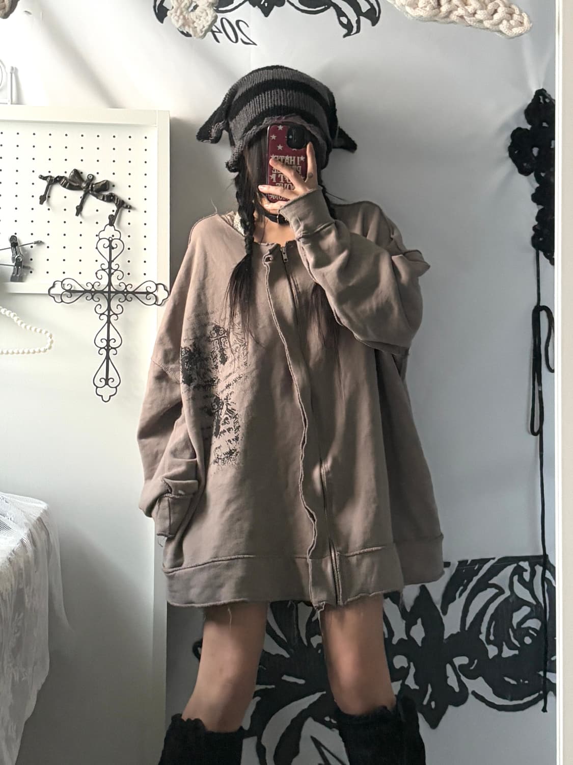 • hurtremake grung cross-printed zip-up 상품이미지4