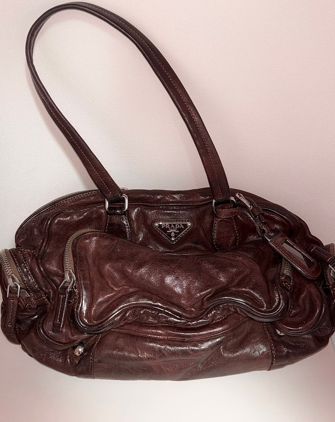 프라다 80-90s 레트로 빈티지 브라운 숄더백 아메리칸 빈티지 오네갸루 상품이미지2