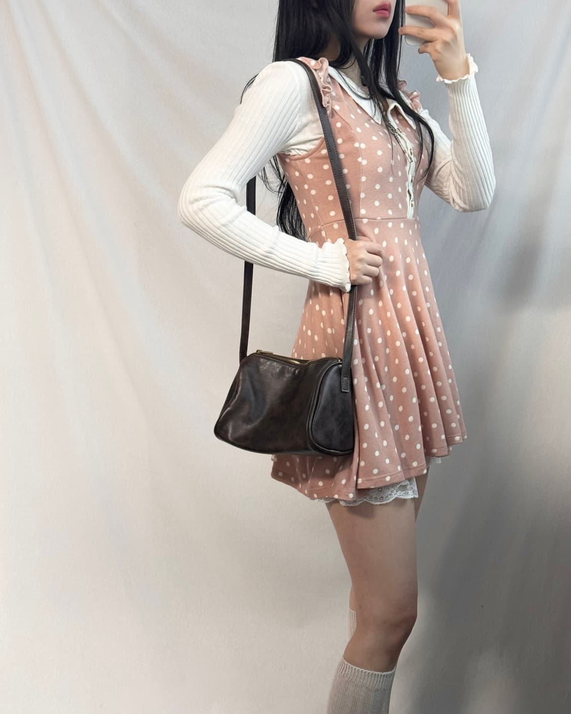 리즈리사 도트 패턴 니트 원피스 2pcs SET 상품이미지3