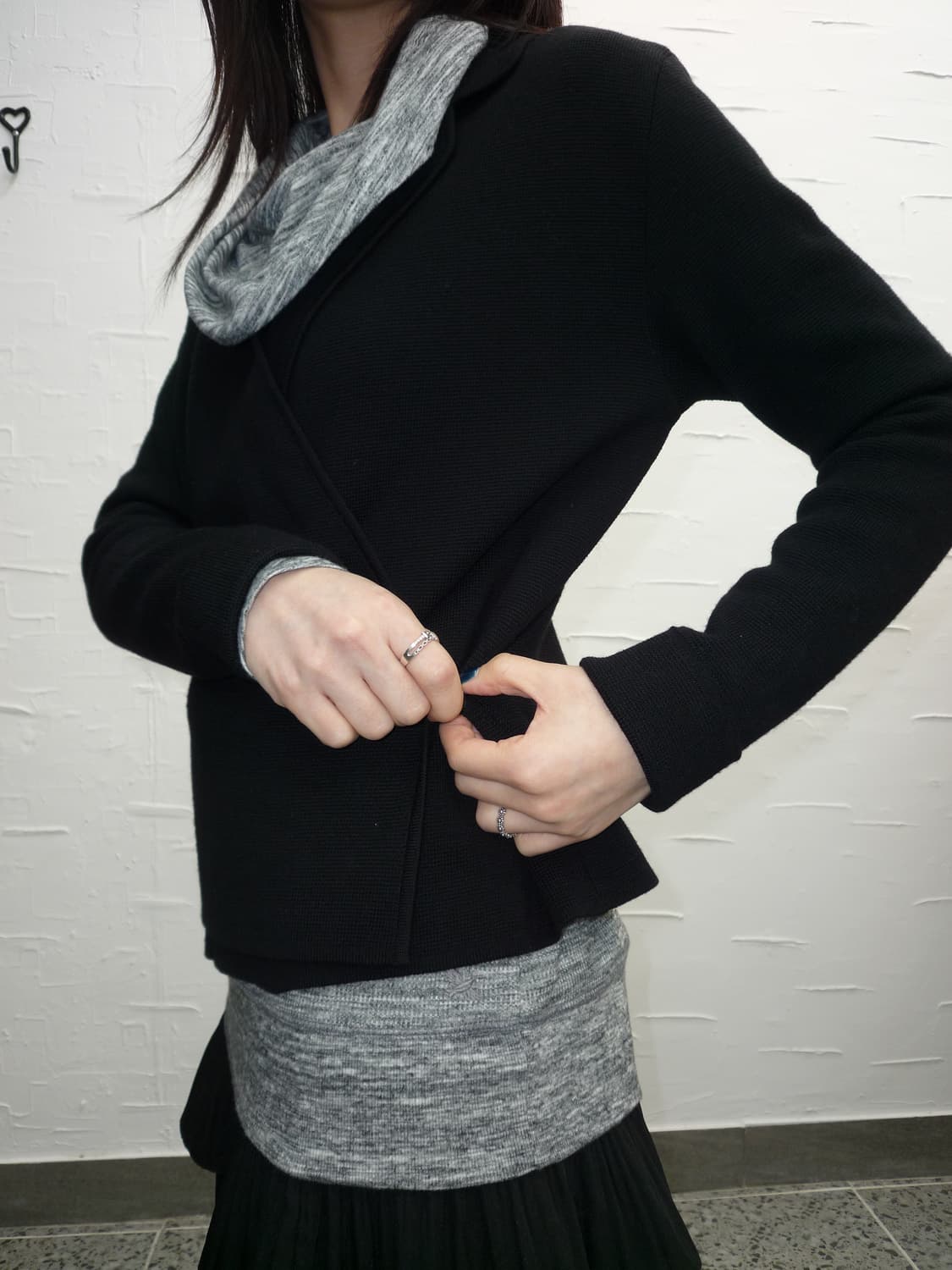 unblance black cardigan 상품이미지1