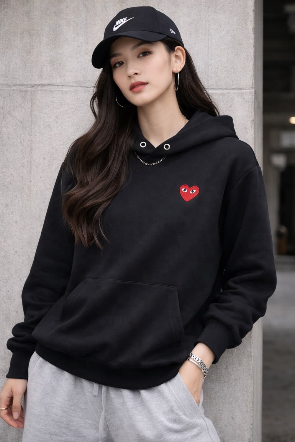 꼼데가르송 플레이 하트 로고 후드 상품이미지1