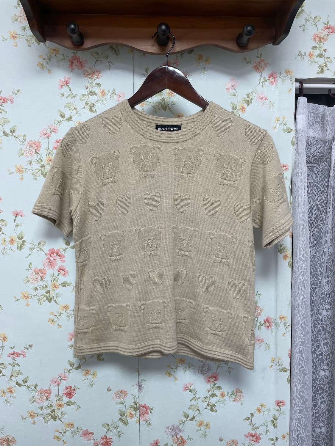 곰돌이 자수 반팔 니트 상품이미지1