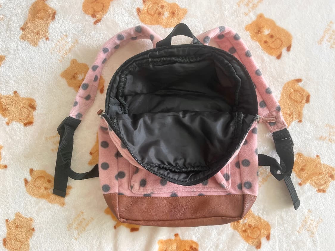 모리걸 빈티지 핑크 하트 도트 백팩 💗🤎 상품이미지3