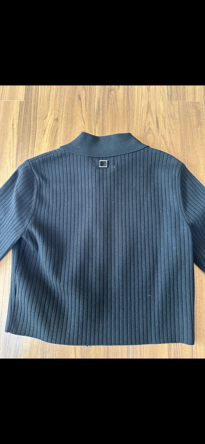 우영미 블랙 리브 니트 가디건 자켓 36 상품이미지2