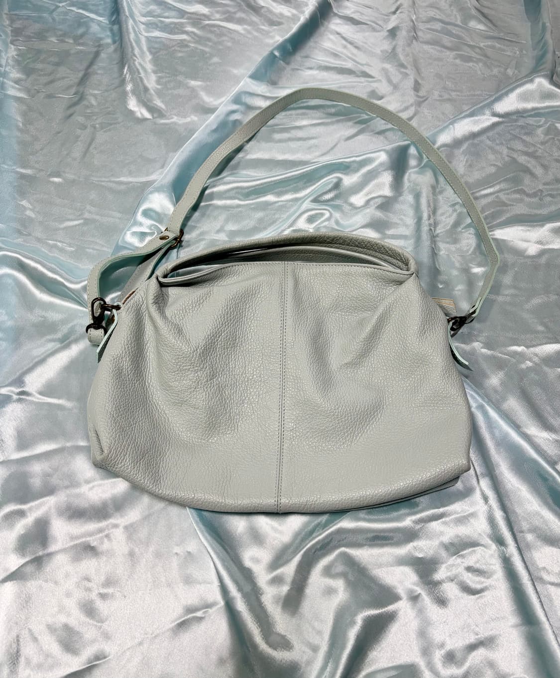 Pelletteria Veneta 빈티지 민트 티파니 블루 가죽 크로스백 상품이미지4