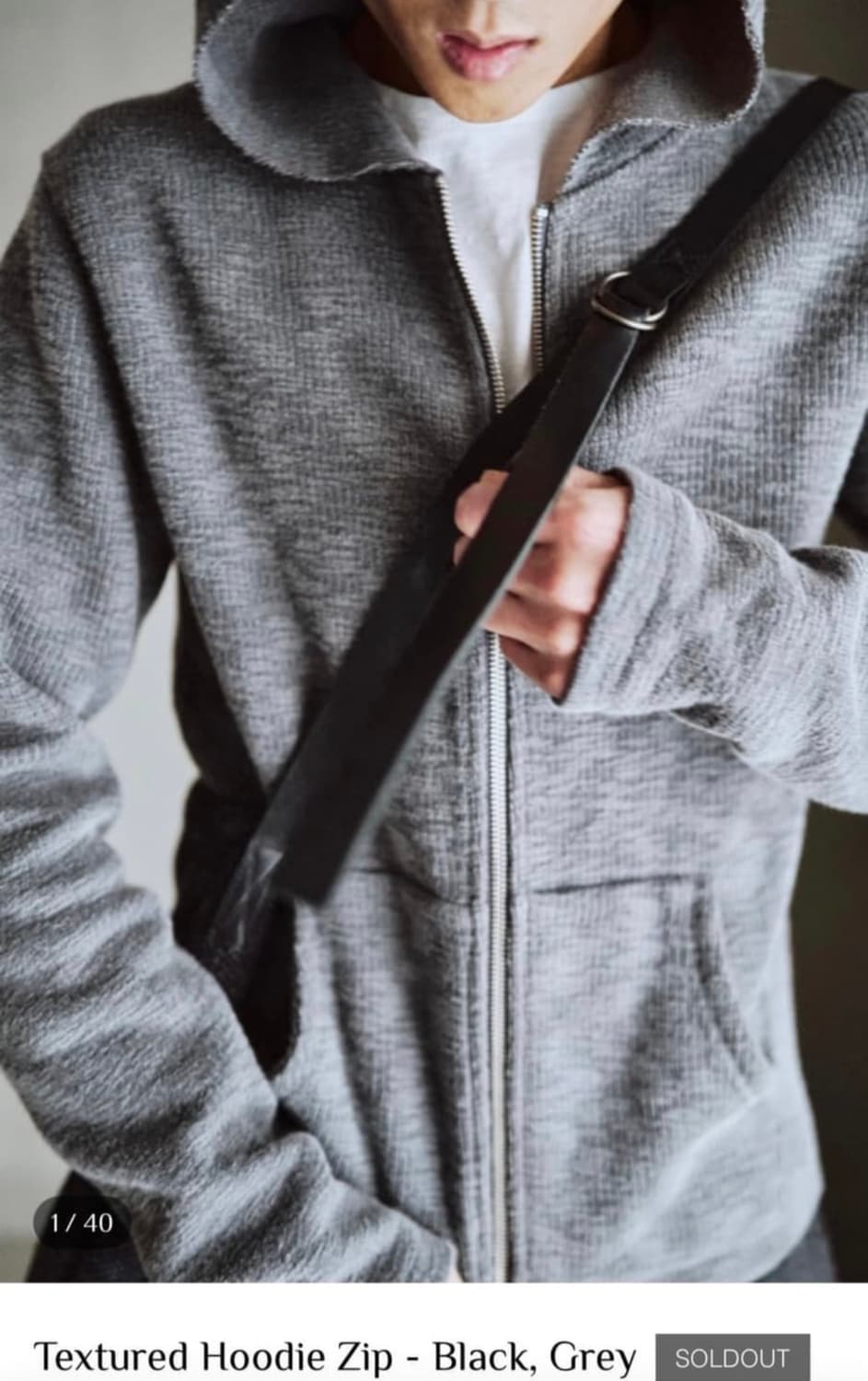 (3) 모노프리베 텍스쳐 후드집업 그레이 상품이미지1