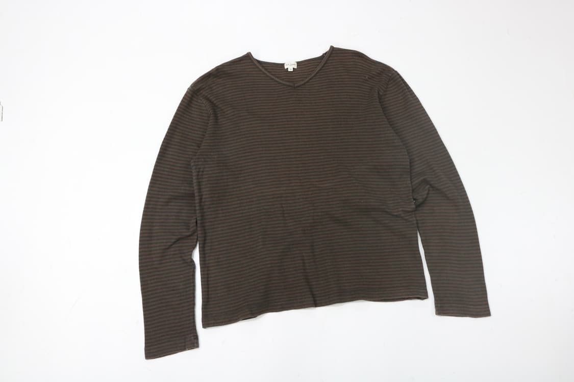 Paul Smith 폴스미스 런던 빈티지 브라운 스트라이프 브이넥 티셔츠 상품이미지2