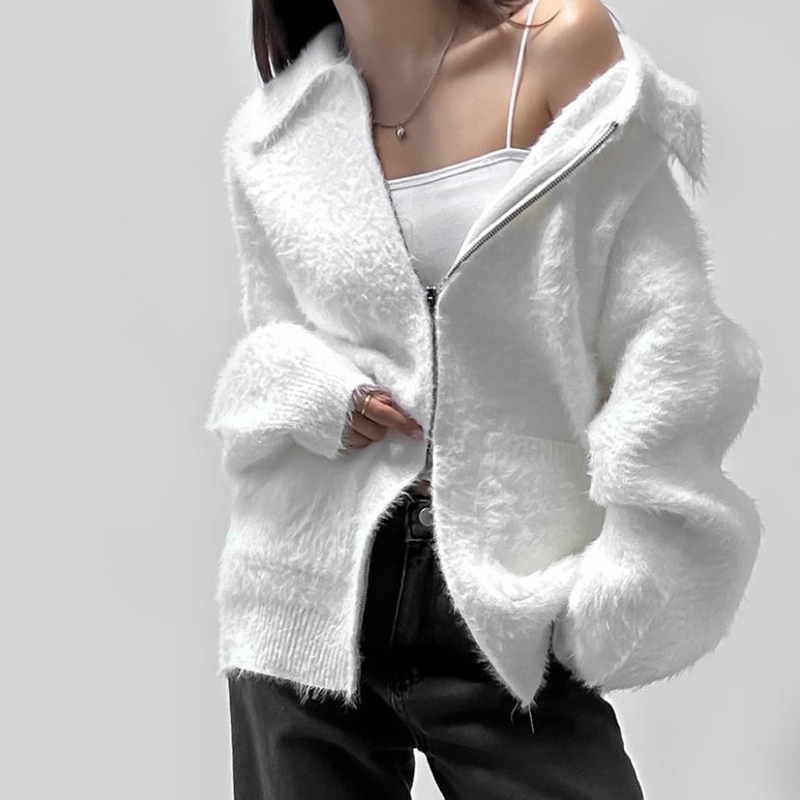 스카이블루 앙고라 집업  상품이미지5