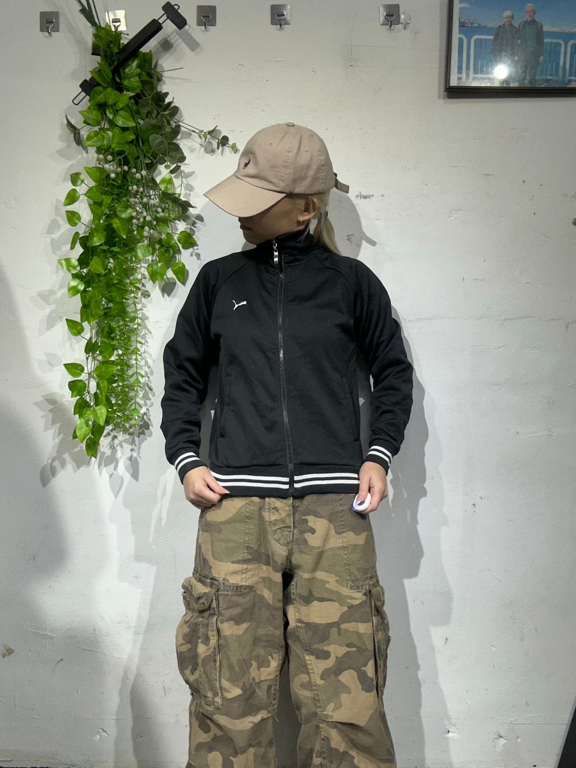 푸마 블랙 슬림핏 로고 트랙탑 져지 M 상품이미지2