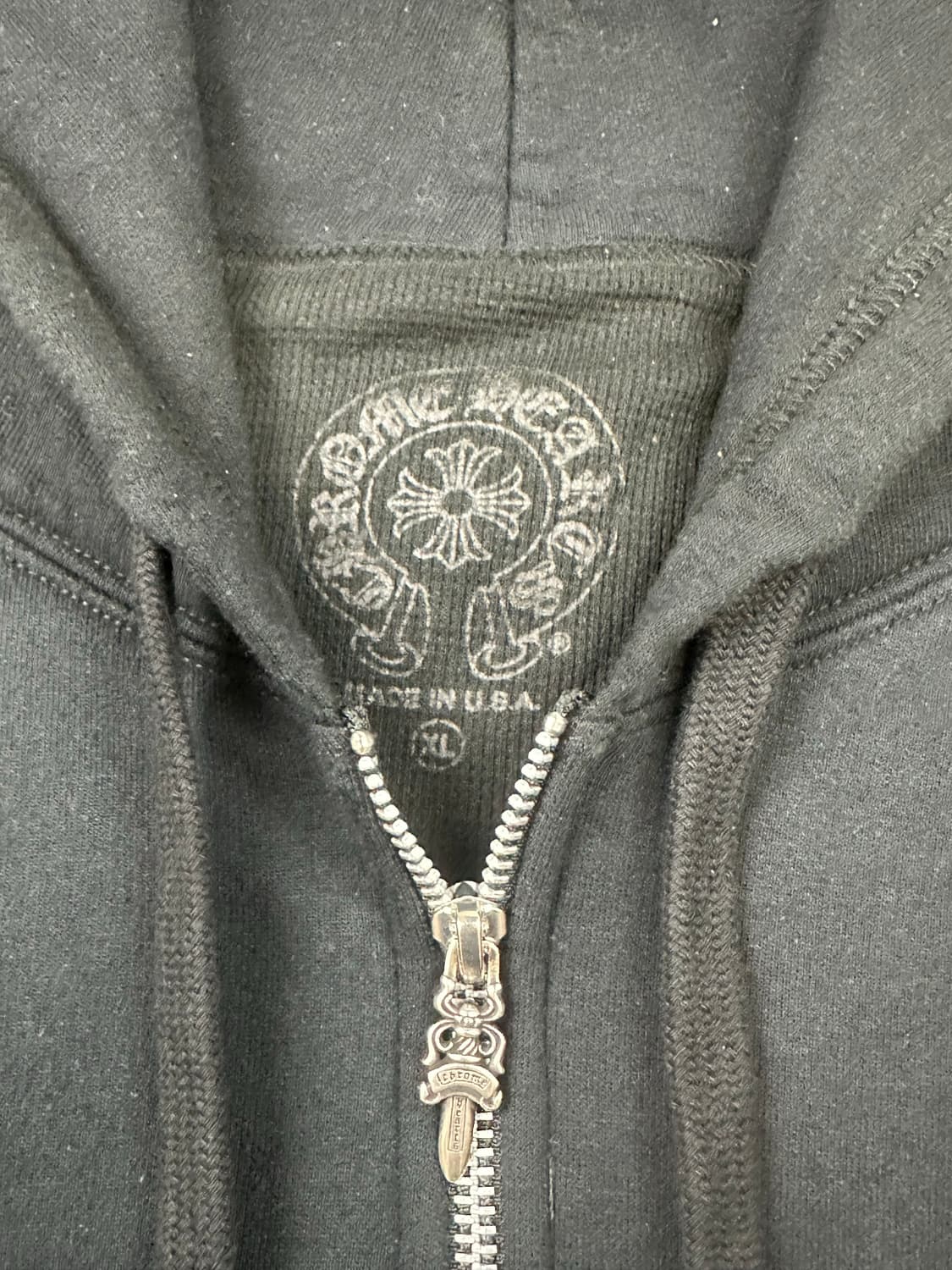 [XL] 정품 크롬하츠 버티컬 롱 헤비웨이트 집업 후드 블랙 상품이미지3