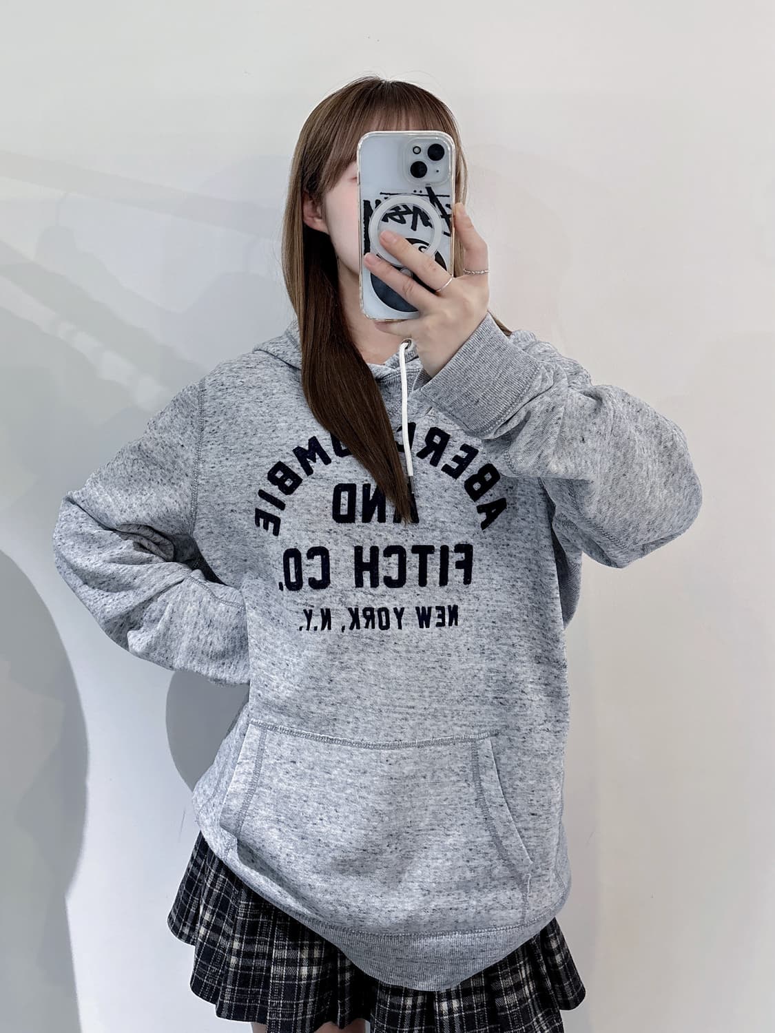 아베크롬비 헤더그레이 빅로고 후드 상품이미지2