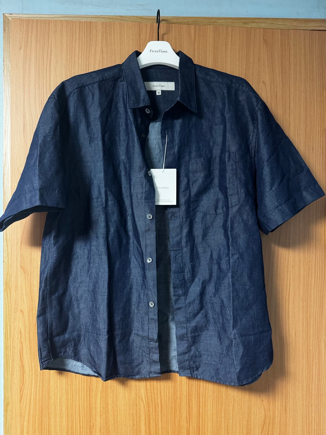 퍼스트플로어 인디고 린넨 반팔 셔츠 48 상품이미지1