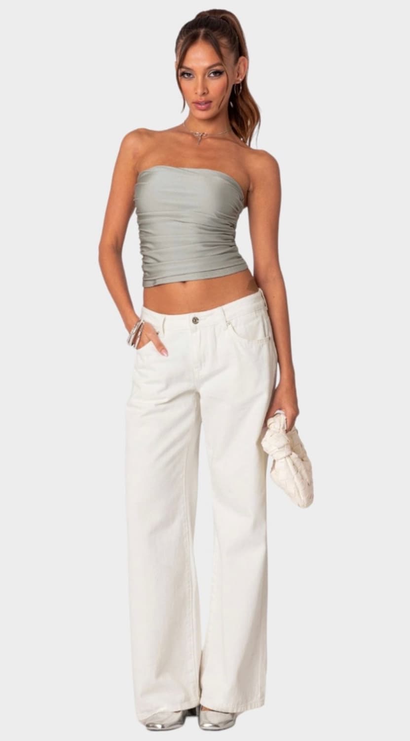 Edikted Maxeen shiny gathered tube top 상품이미지3
