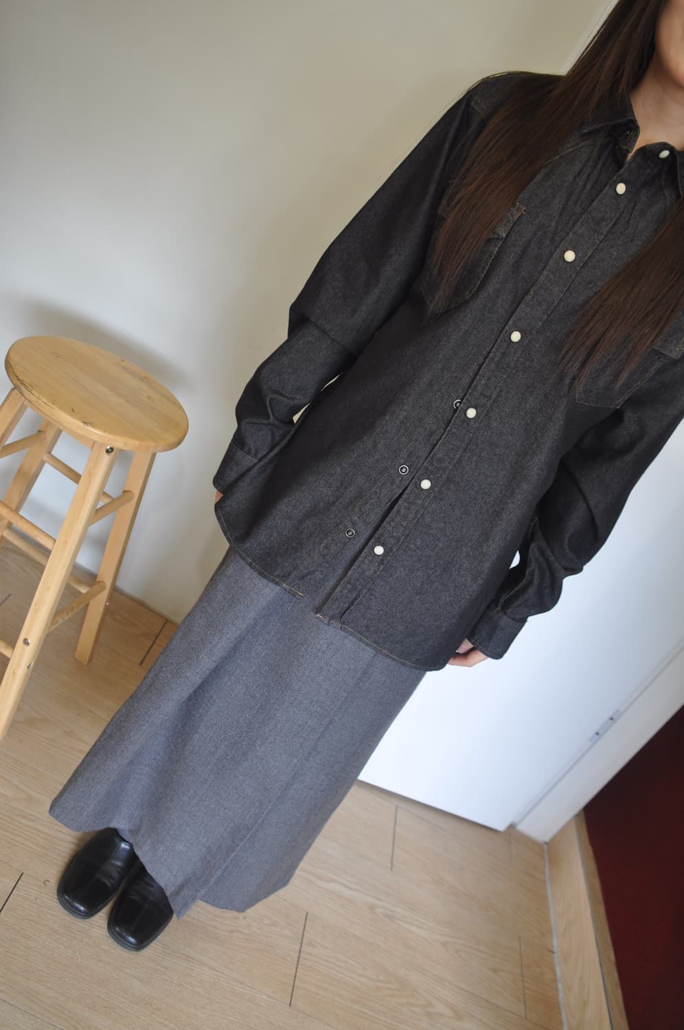 버튼 랩 롱스커트 상품이미지10