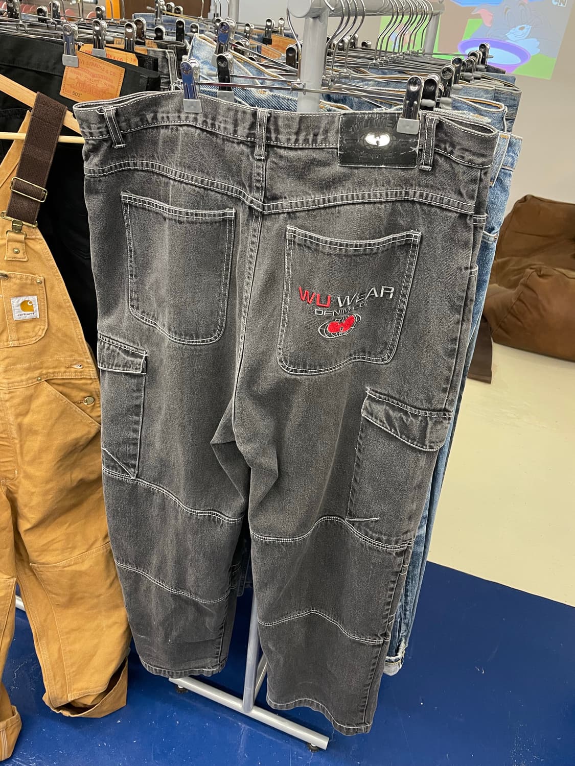 WU wear 우탱클랜 힙합 올드스쿨 데님 카고 팬츠 상품이미지5