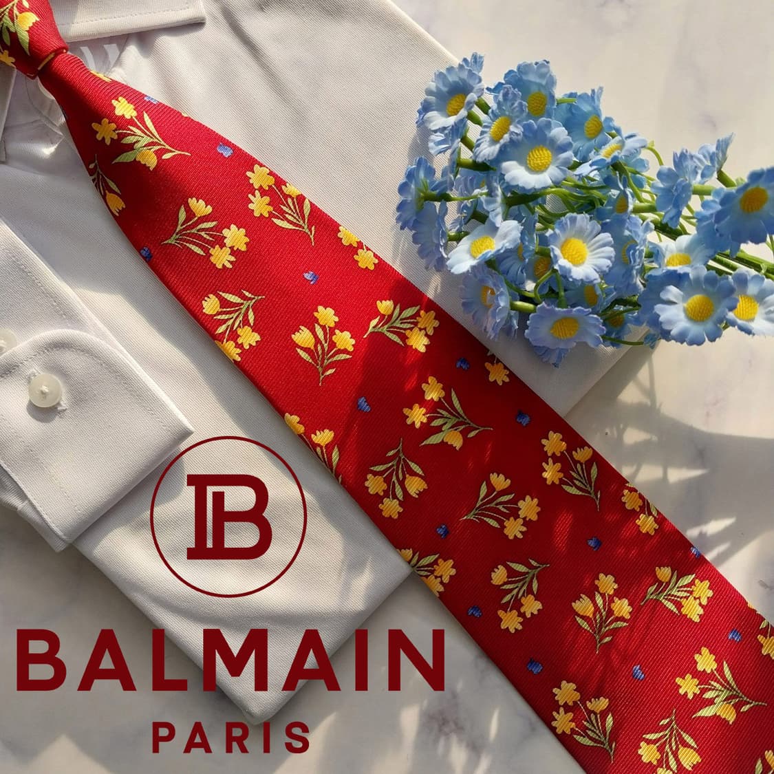 발망 실크 레드 플로럴 모티브 넥타이 9.9cm A+등급 K1604
 상품이미지1