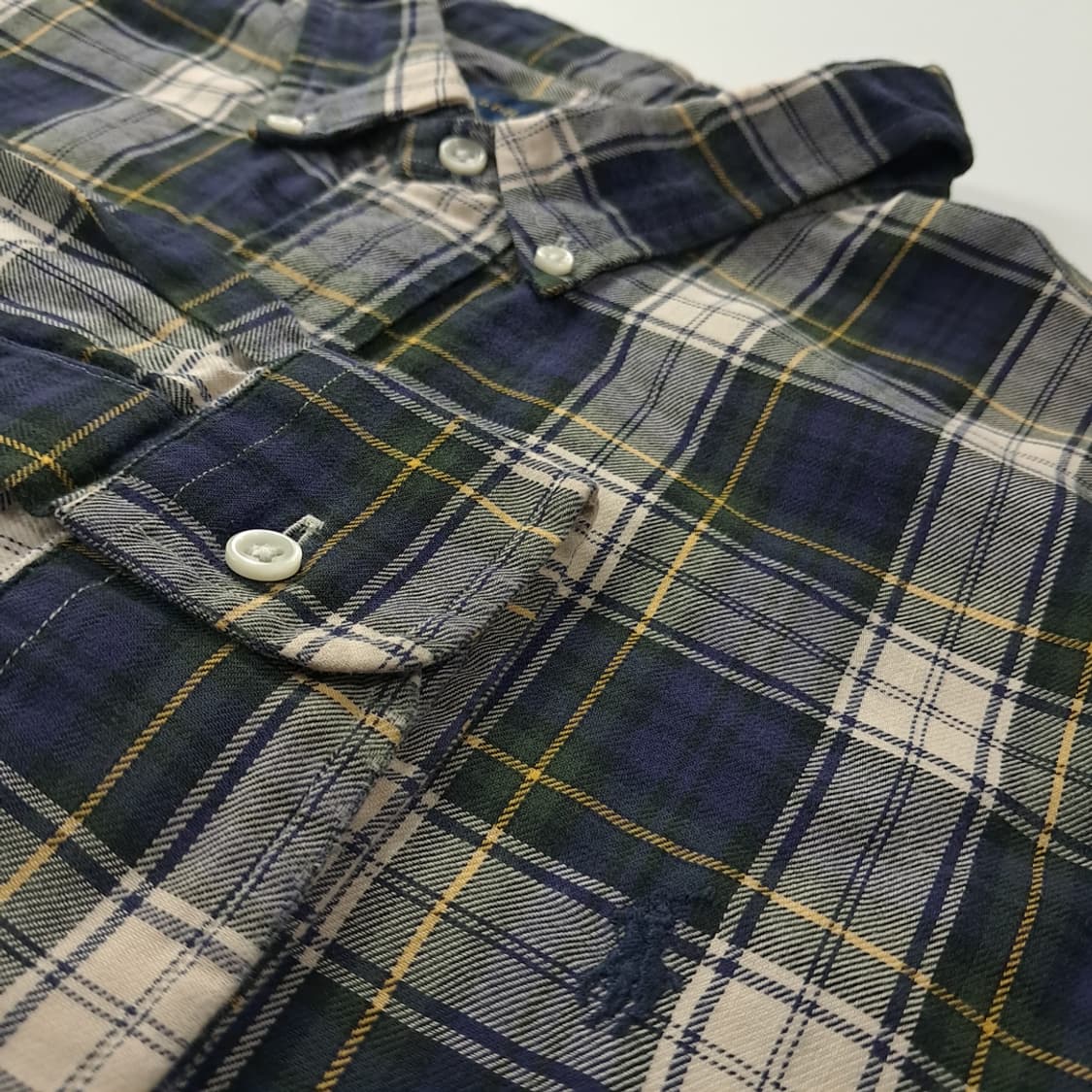 CK407 2XL 폴로 90s 클래식 타탄체크 네이비 셔츠 남방 상품이미지4