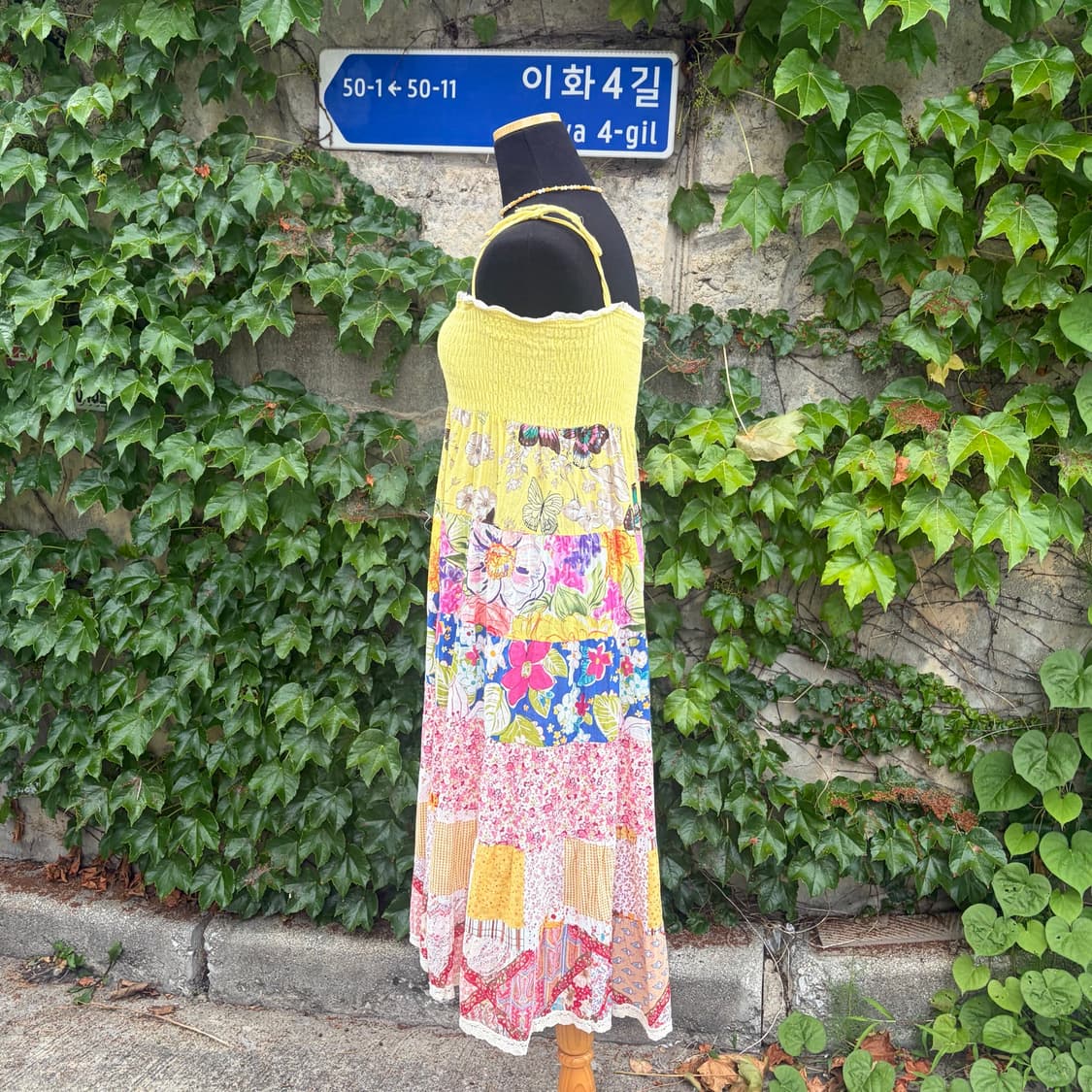 에스닉 보헤미안 모리 하와이안 빈티지 롱 원피스 플라워 패턴 패치워크 상품이미지2