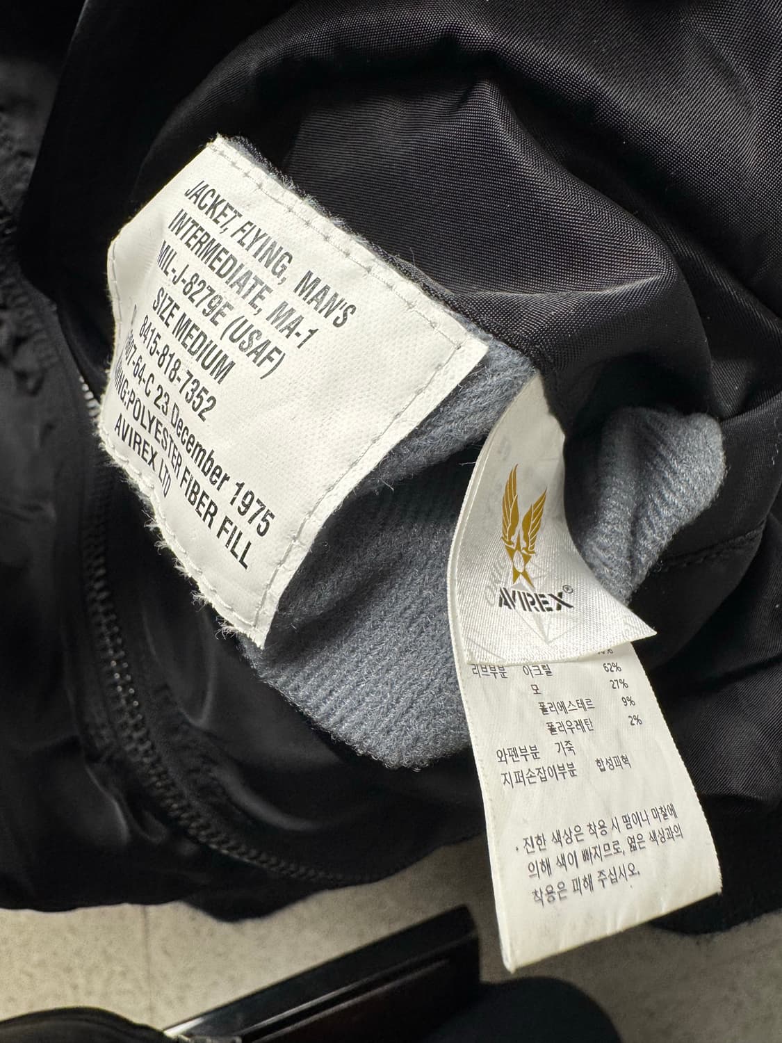 AVIREX 아비렉스 MA1 미군 항공점퍼 플라이트 봄버 자켓 M 상품이미지6