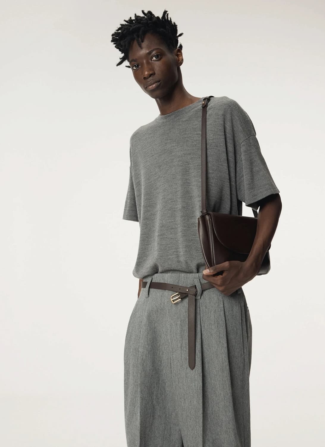 렉토 25FW 백로고 울 반팔 티셔츠 멜란지 그레이 상품이미지3