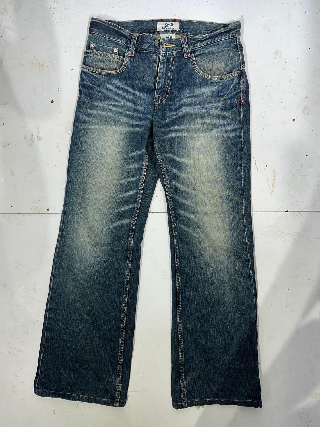 90s pico 진청 캣 워싱 와이드 데님 청바지  상품이미지4