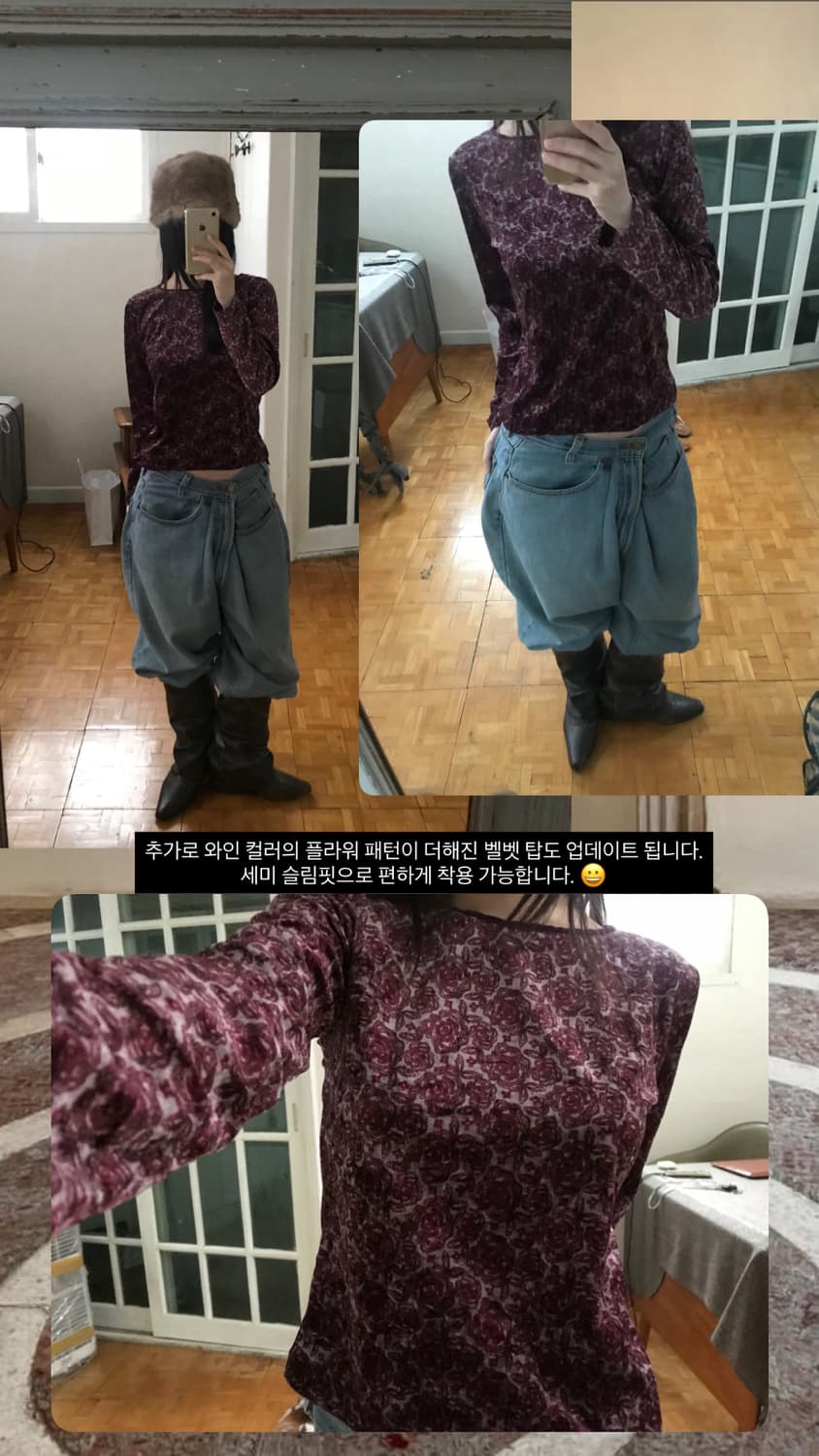 vintage velvet pattern top 상품이미지7