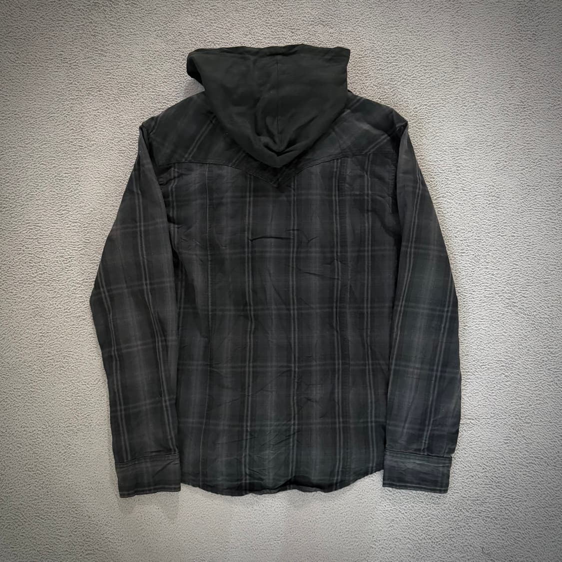 Hoodie layered check shirt 상품이미지5