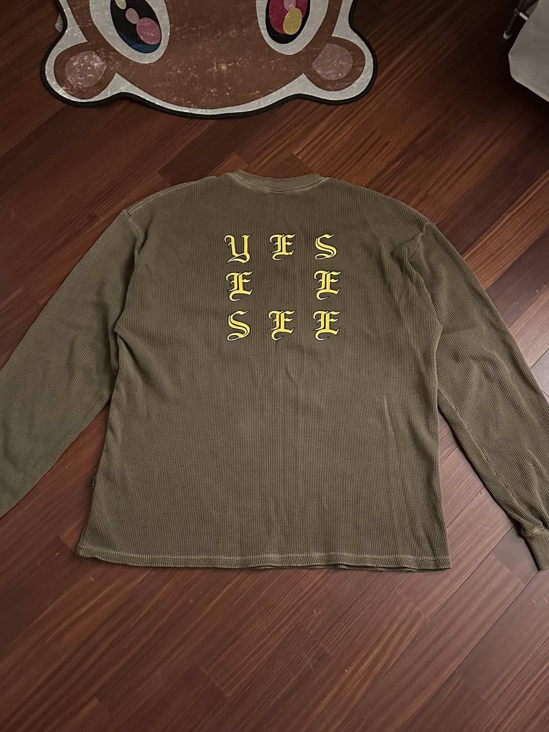 예스아이씨 올리브 그린 와플 긴팔티 상품이미지1