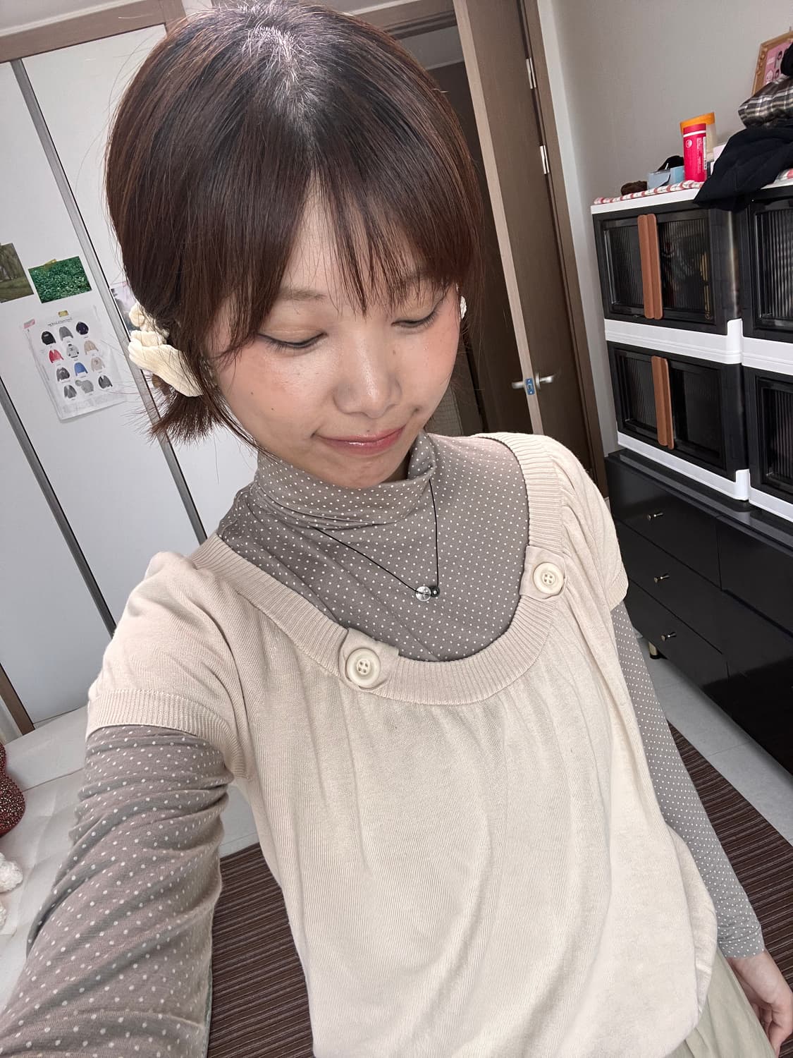 도트 이너 폴라 티셔츠 상품이미지2