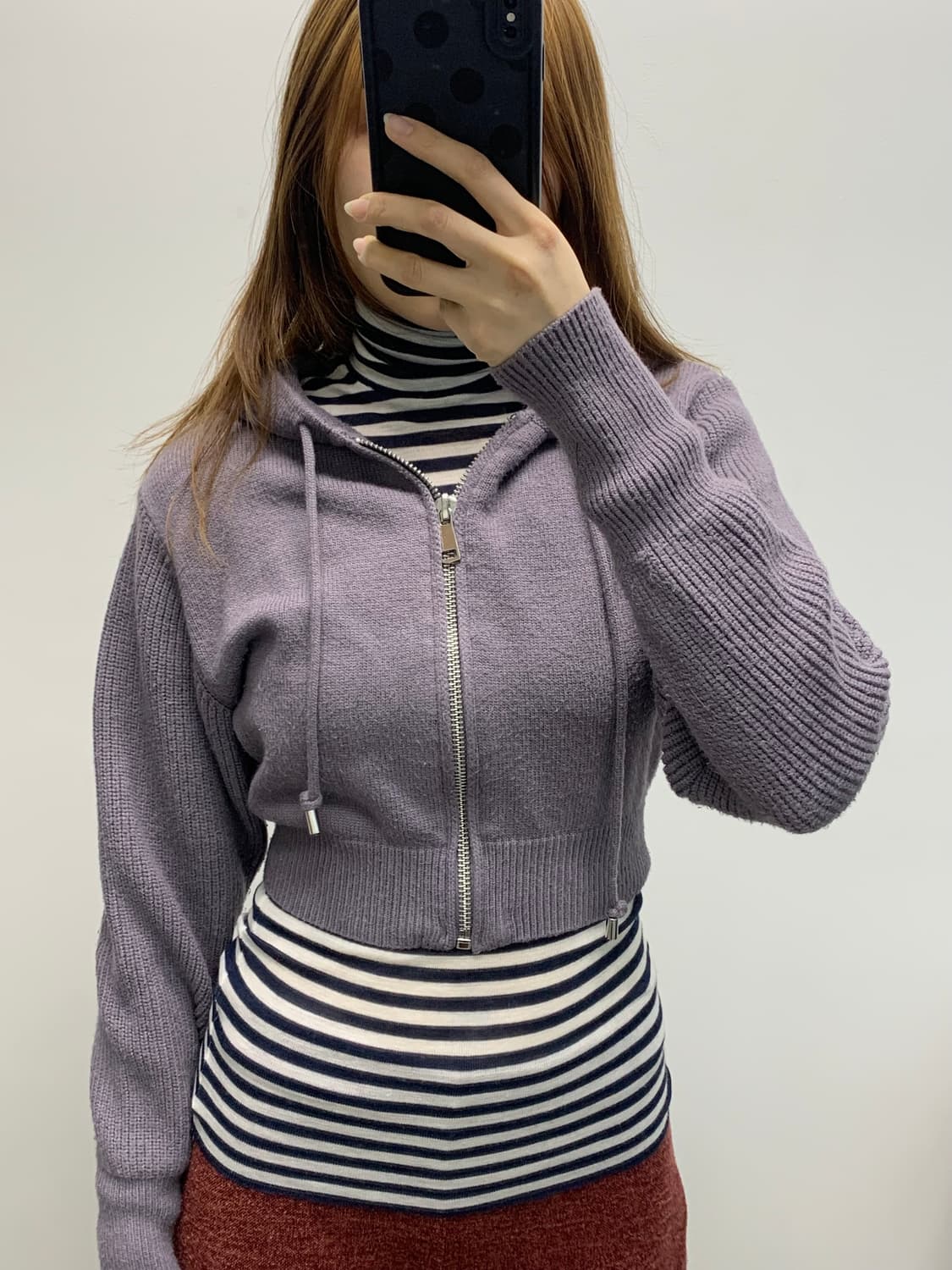 크롭 후드 니트 집업 상품이미지3