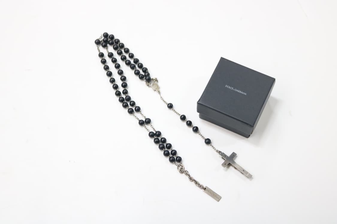 돌체앤가바나 빈티지 블랙 우드 비드 로자리 목걸이 상품이미지8