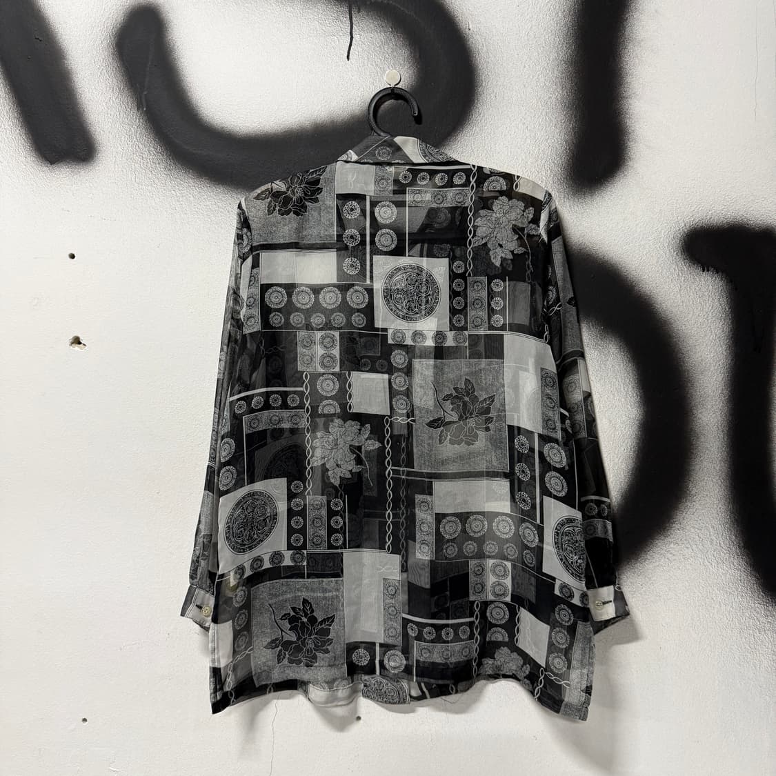 VTG 빈티지 에스닉 바로크 풀 패턴 시스루 오간자 긴팔 셔츠 상품이미지2