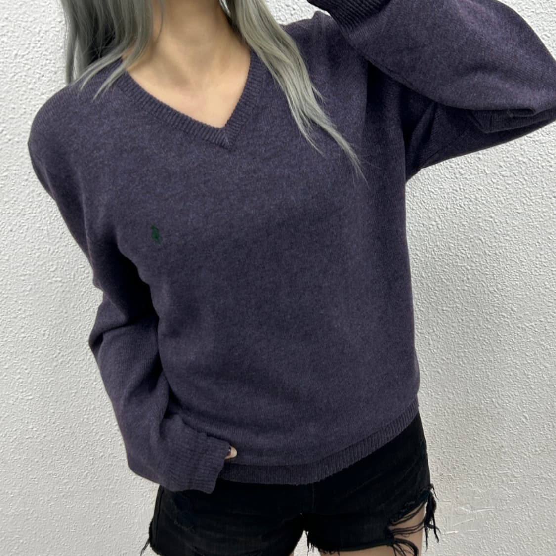 폴로 랄프로렌 딥그린포니 딥퍼플 브이 니트 XL 상품이미지1