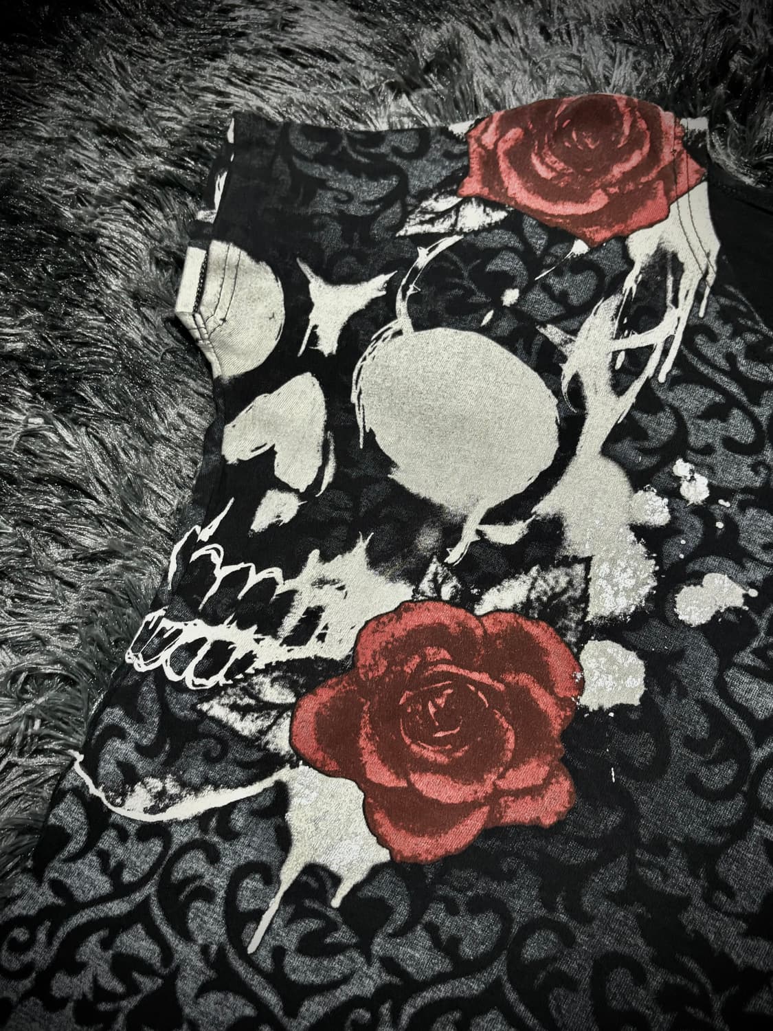 Dig Deep -black label- 해골&장미 고딕 워싱 프린팅 T 상품이미지3