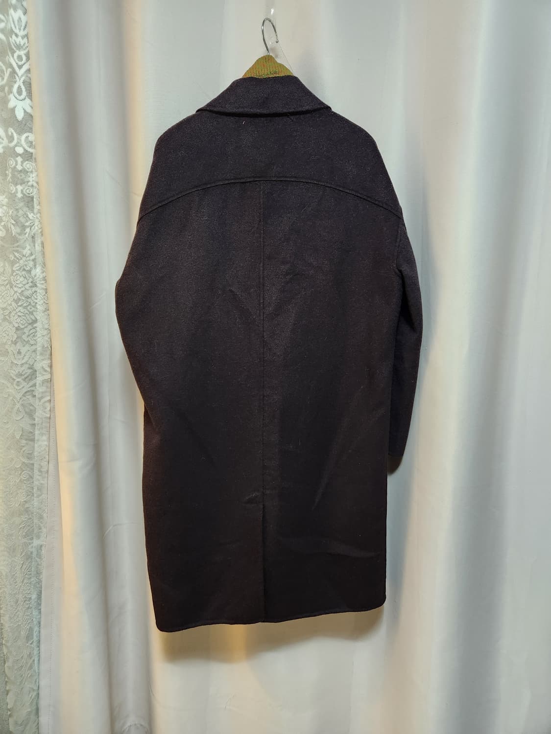 톰보이 오버핏 더블 퍼플 모직 코트 상품이미지5