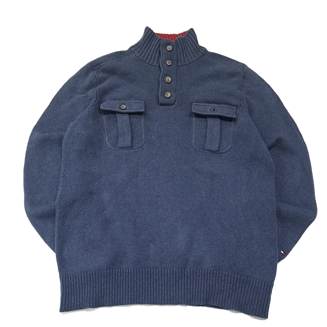 CL047 L 타미힐피거 유틸리티 투포켓 & 엘보우 패치 하프버튼 니트 상품이미지1