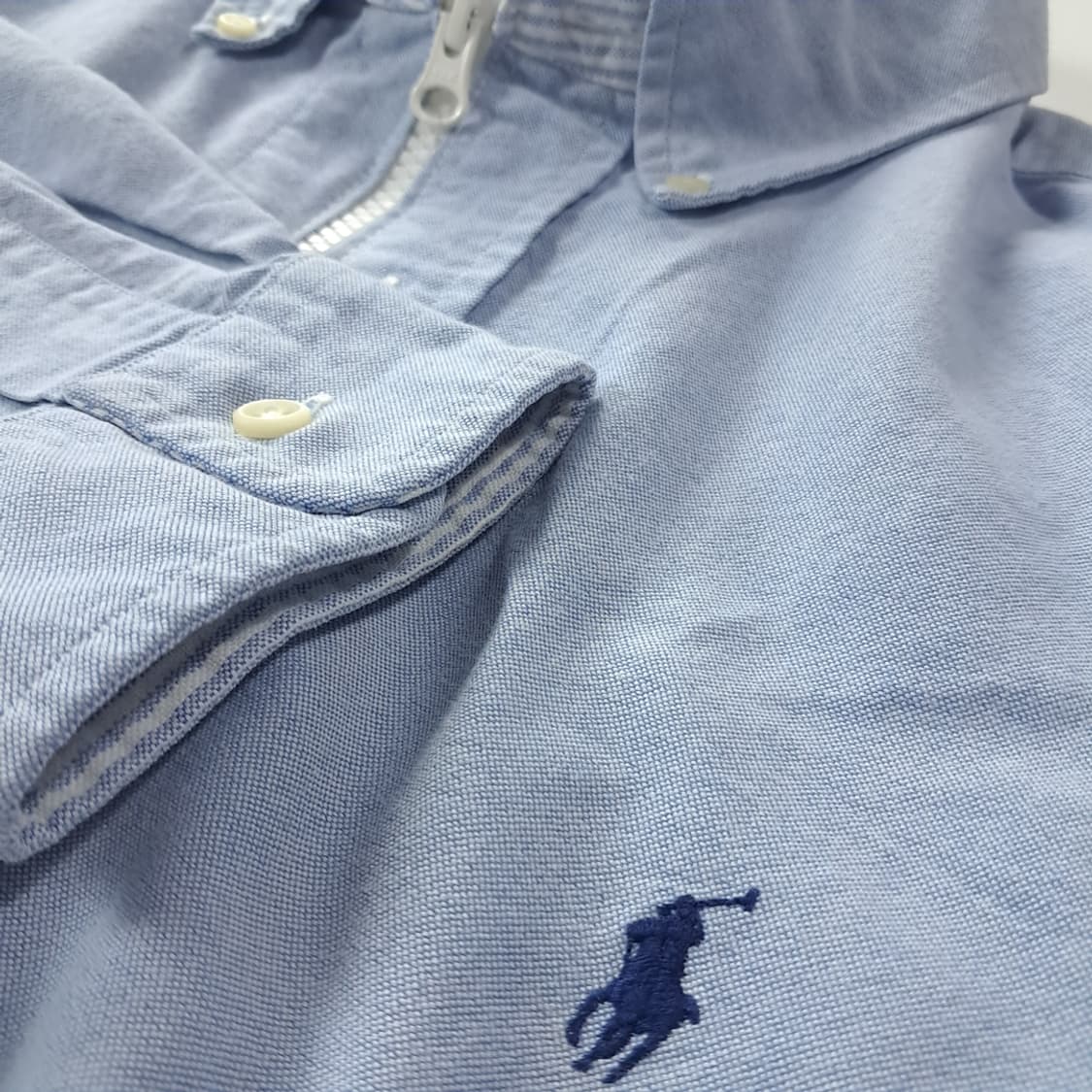 CK239 FREE 폴로 리메이크 클래식블루 크롭 셔츠 남방 상품이미지4
