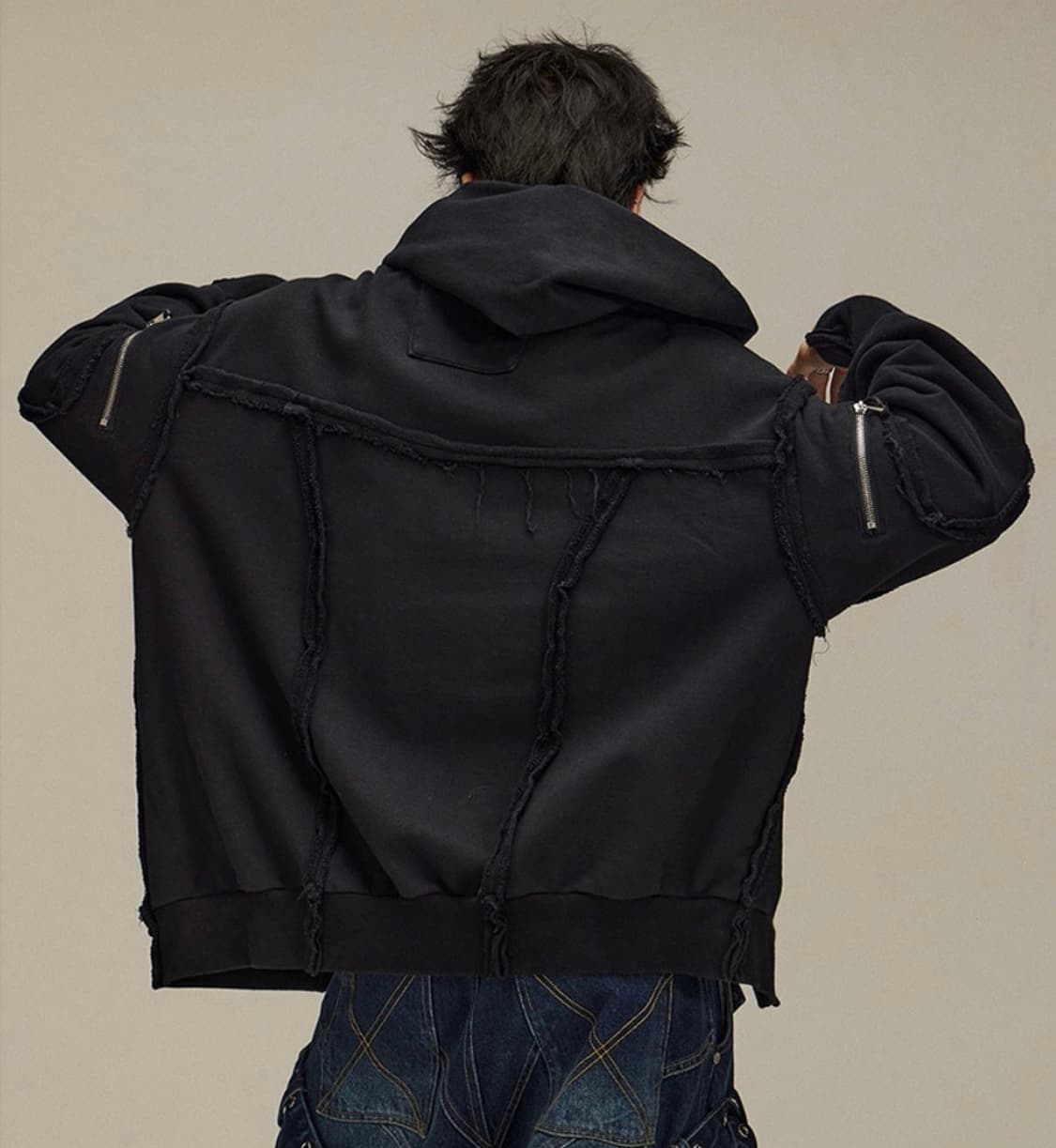 비엑세스 사선 절개 후드집업 상품이미지3