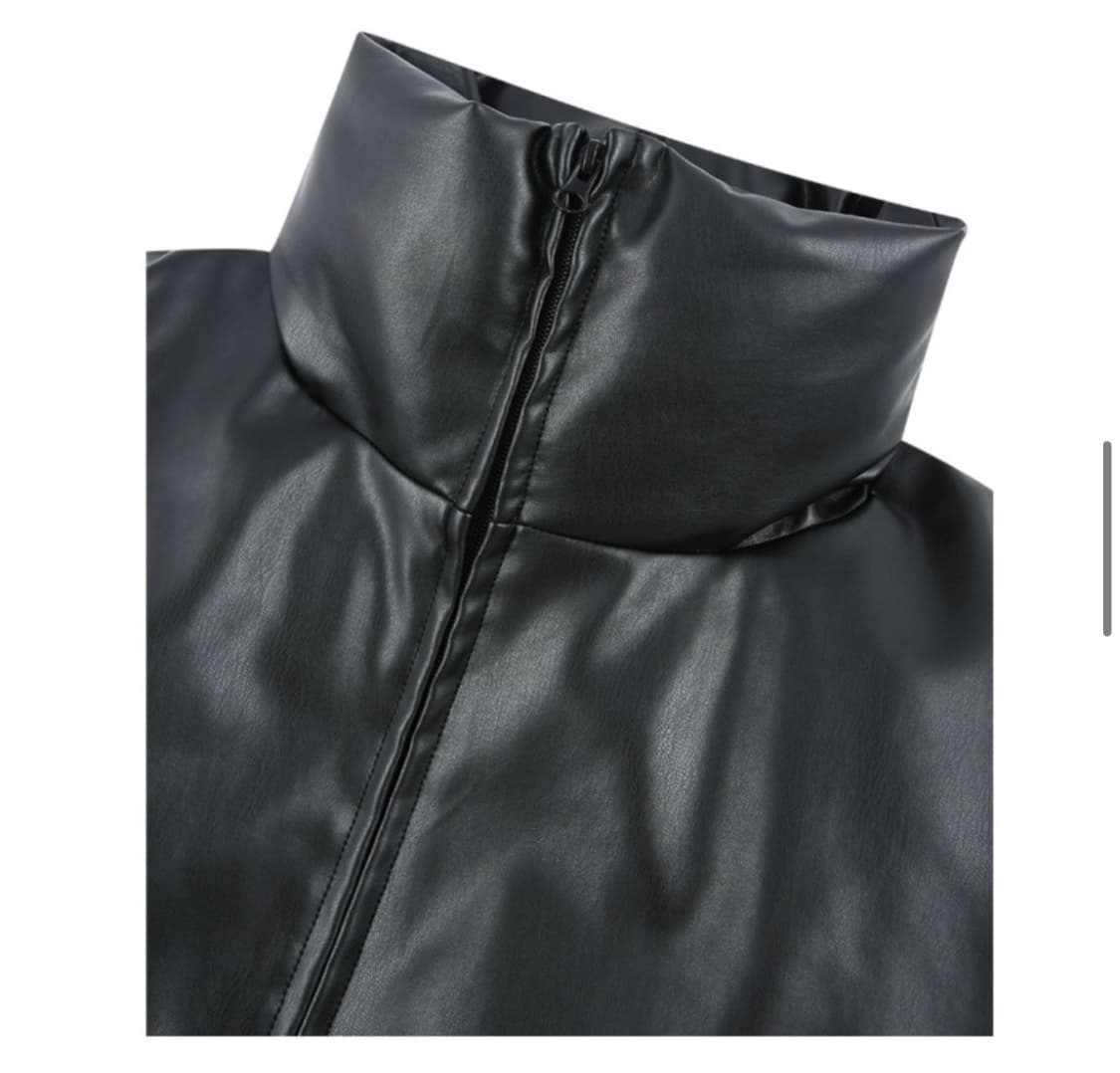 스탠다드에러 하이넥 레더 패딩 상품이미지5