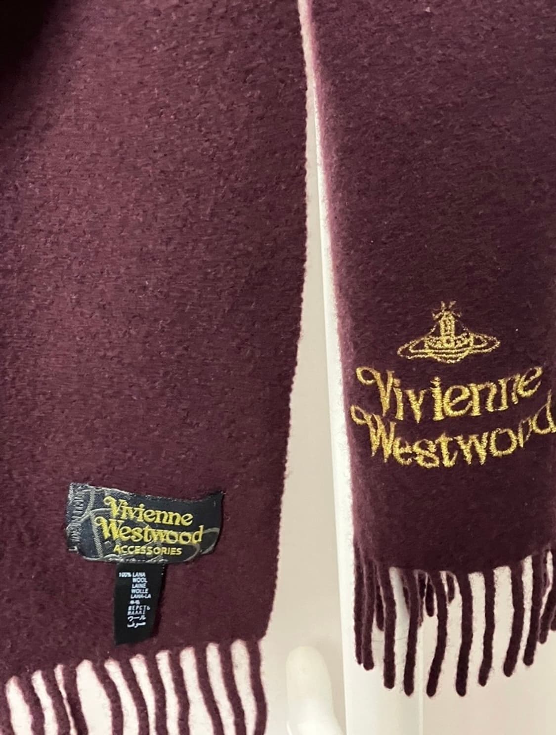 크리스마스 연말컬러 버건디 골드 비비안웨스트우드 머플러 상품이미지2