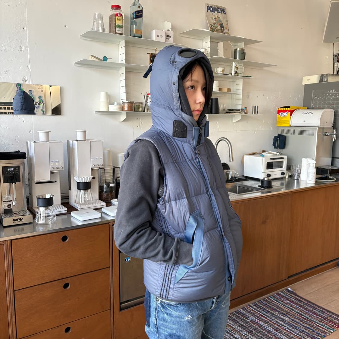 씨피컴퍼니 나일론 고글 푸퍼 후디드 베스트 상품이미지2