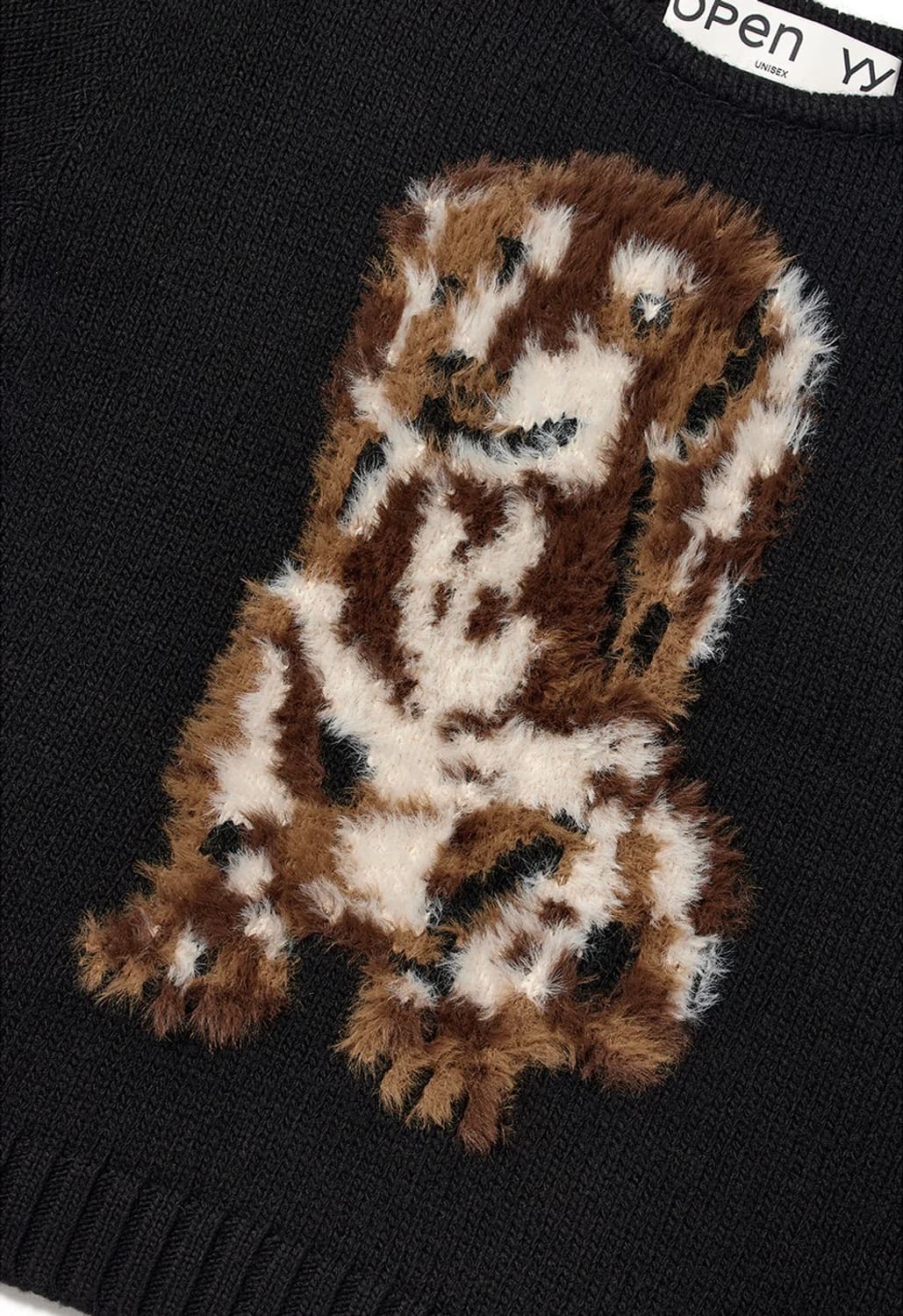 오픈와이와이 SHAGGY JACQUARD DOG SWEATER BLACK 상품이미지6