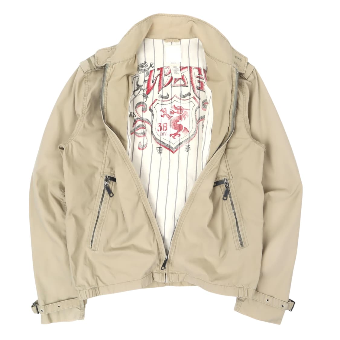 디젤 베이지 해링턴 코튼 바이커 집 자켓 상품이미지5