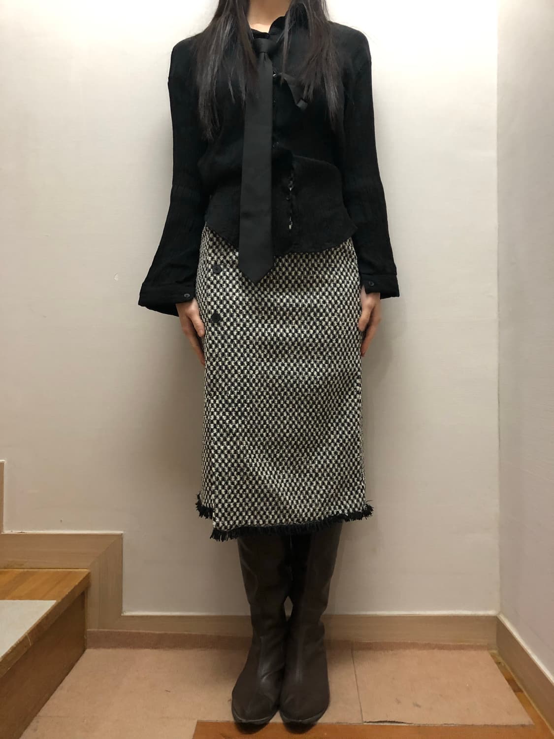 빈티지 블랙 버튼 스커트 상품이미지4