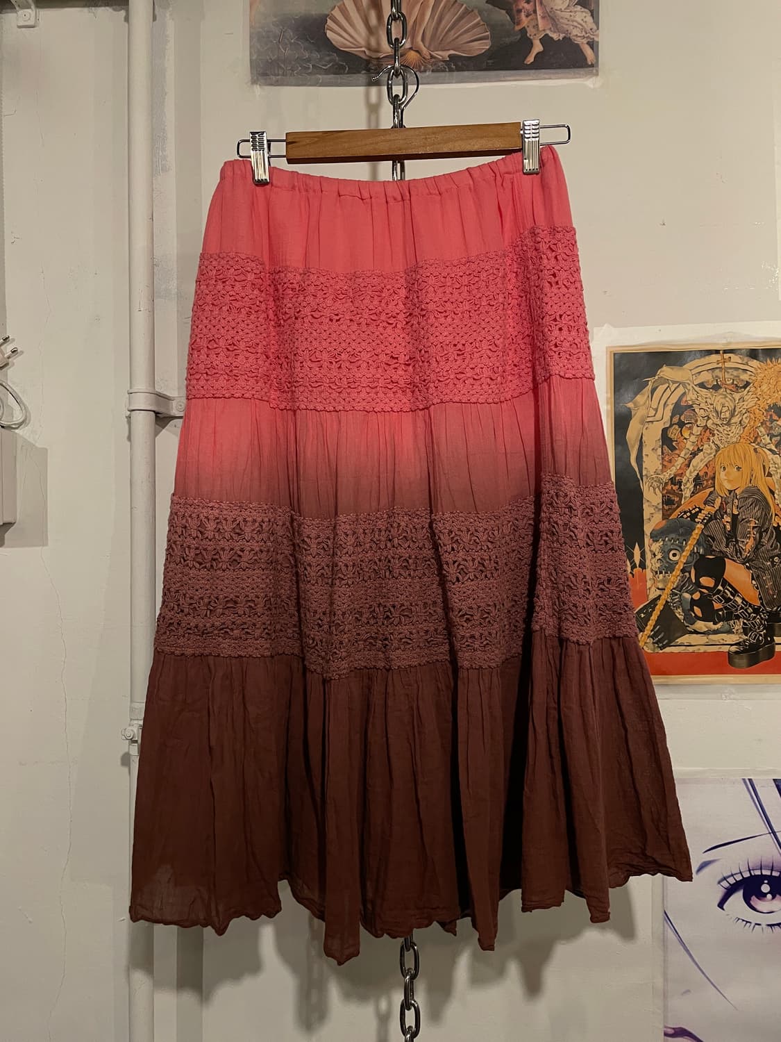 핑크 브라운 그라데이션 스커트 히피 하구미 모리 상품이미지1