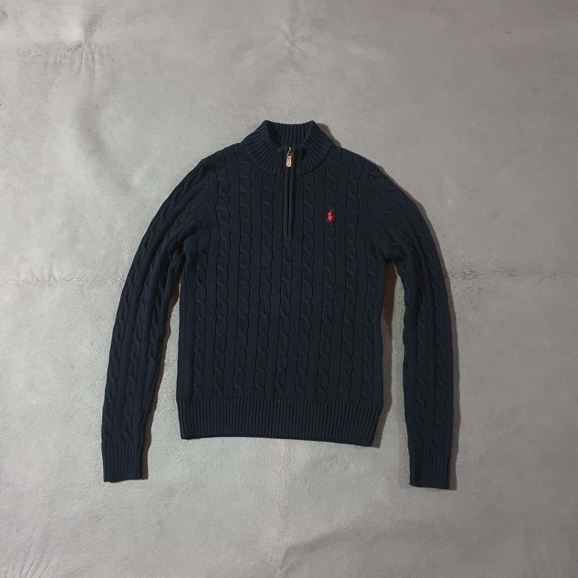 폴로 여성 코튼 케이블 반집업 니트 M 다크네이비 상품이미지2