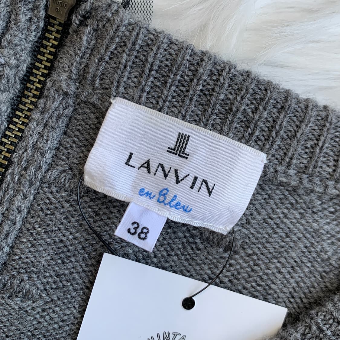 랑방 LANVIN 레이스 배색 보트넥 엠보 니트 1693 상품이미지5