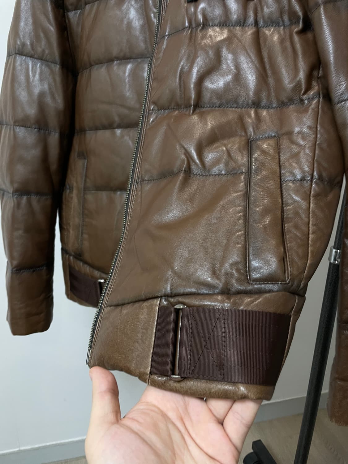 (M) Armani Jeans 아르마니 진스 브라운 투웨이 양가죽 패딩 상품이미지4