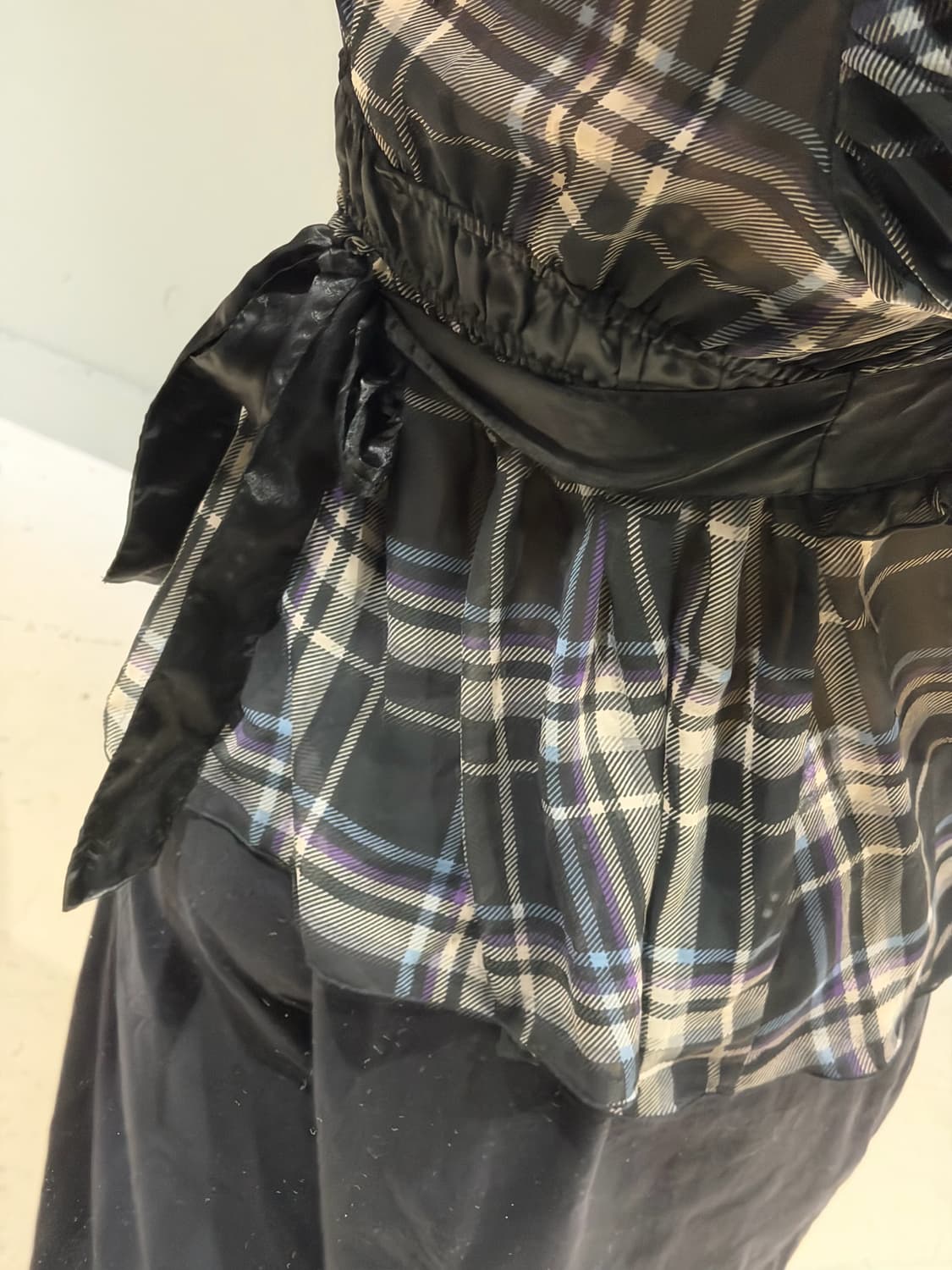 puff sleeve see-through check top 상품이미지5